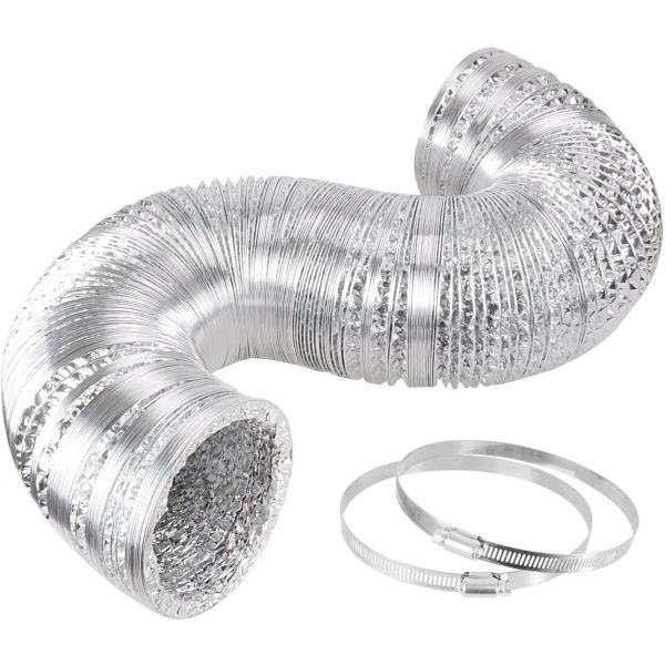 iPower 8 Inch 25 Feet Air Ducting Dryer Vent Hose for HVAC Ventilation, 2 Clamps included