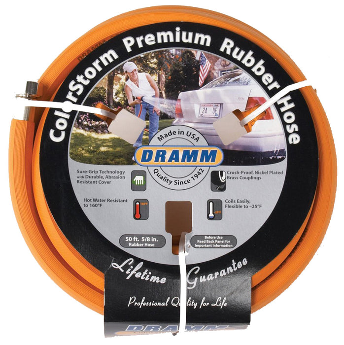 Dramm ColorStorm Premium Rubber Hose-Orange, 5/8In X 50 ft