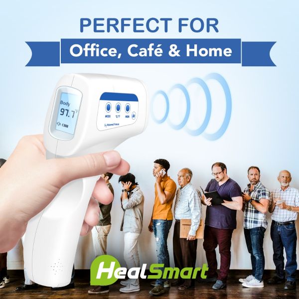 HealSmart Thermometer Body & Object Non-touch Indoor Outdoor Professional Temperature Measurement with Memory Function for Office, Café & Home