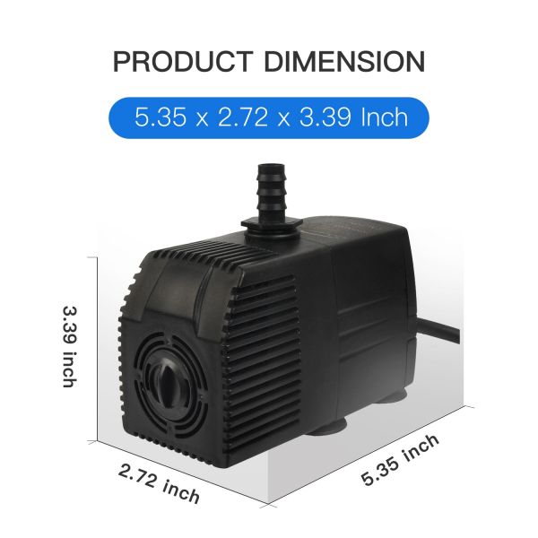 Simple Deluxe 400 GPH UL Listed Submersible Pump with 15' Cord for Hydroponics, Aquaponics, Fountains, Ponds, Statuary, Aquariums & more