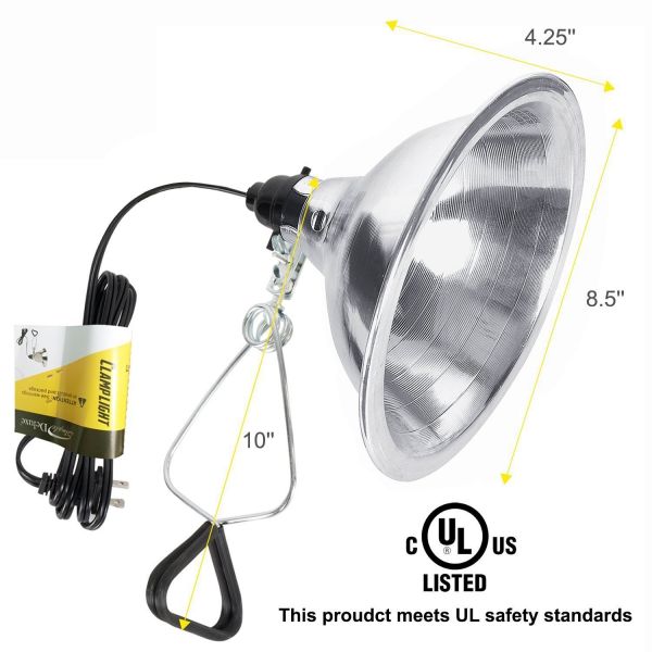 Simple Deluxe Clamp Lamp Light UL Listed with 8.5 Inch Aluminum Reflector 150 Watt 6 Foot Power Cord