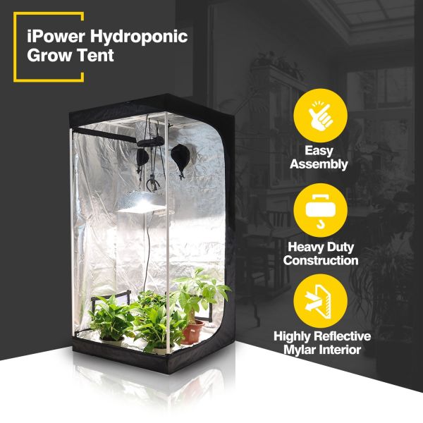 iPower 48"x24"x60" Hydroponic Water-Resistant Grow Tent with Removable Floor Tray for Indoor Seedling Plant Growing, 2'x4'
