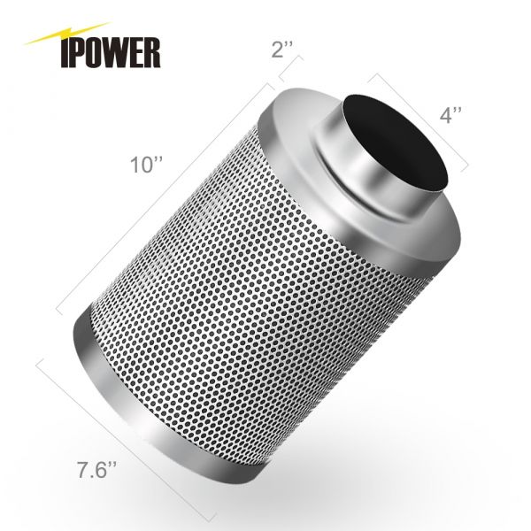 iPower 4 Inch 190 CFM Duct Inline Fan with 4 Inch Carbon Filter for Grow Tent Ventilation System