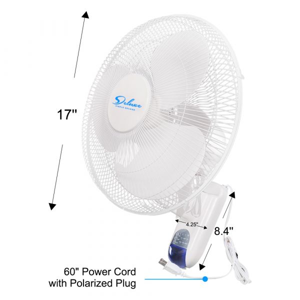 Simple Deluxe 2-Pack Quiet 16-Inch Digital Wall Mount Oscillating Fan with Remote