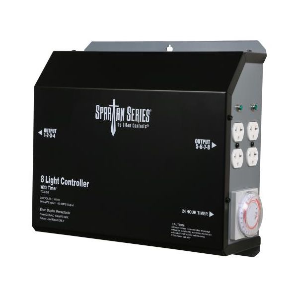 Titan Controls Spartan Series Metal 8 Light Controller 240 Volt w- Timer - Universal Outlets