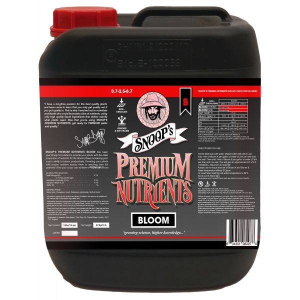 Snoop's Premium Nutrients Bloom B Non-Circulating 5 Liter (Soil and Hydro Run To Waste)