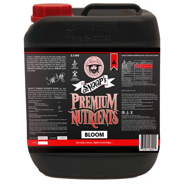 Snoop's Premium Nutrients Bloom A Non-Circulating 10 Liter (Soil and Hydro Run To Waste)