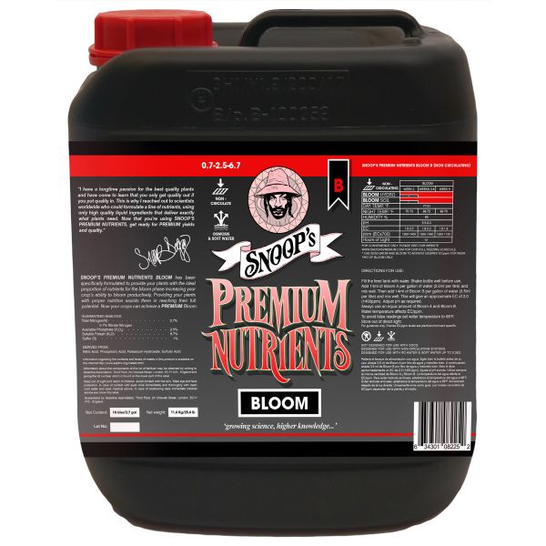 Snoop's Premium Nutrients Bloom B Non-Circulating 10 Liter (Soil and Hydro Run To Waste)