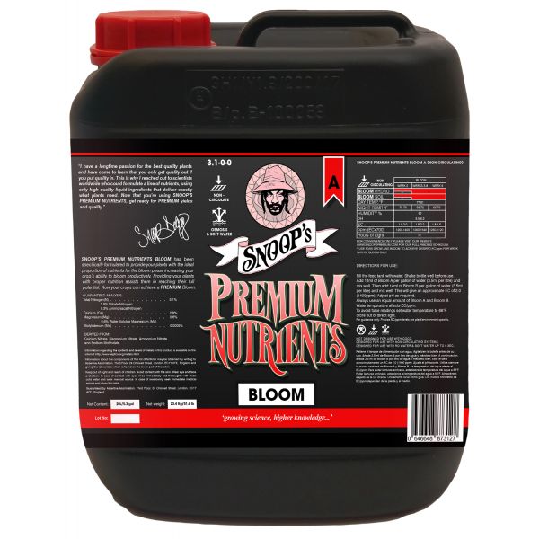 Snoop's Premium Nutrients Bloom A Non-Circulating 20 Liter (Soil and Hydro Run To Waste)