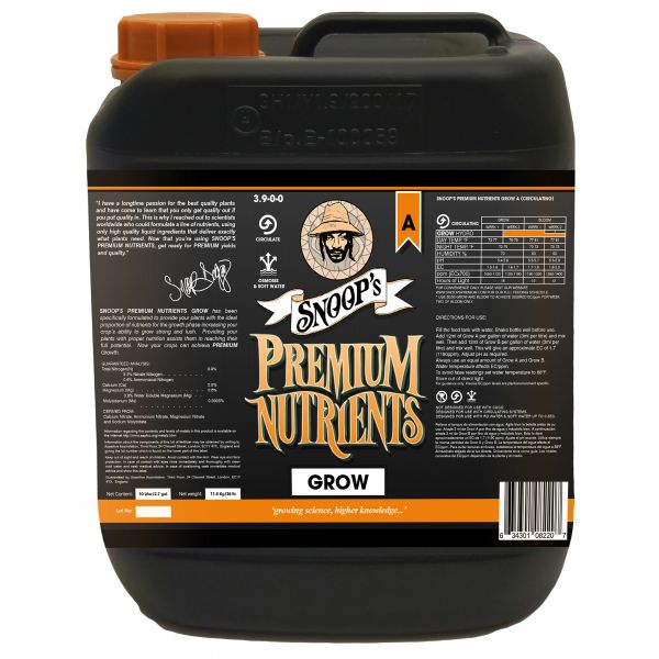 Snoop's Premium Nutrients Grow A Circulating 10 Liter (Hydro Recirculating)