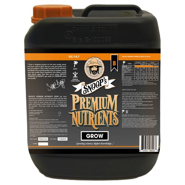 Snoop's Premium Nutrients Grow B Coco 10 Liter