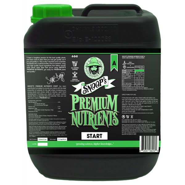 Snoop's Premium Nutrients Start A 10 Liter (Soil, Hydro Run To Waste and Hydro Recirculating)