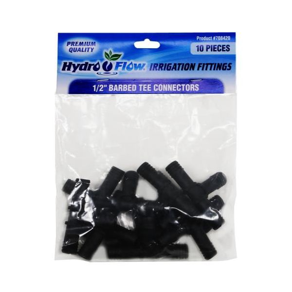 Hydro Flow Premium Barbed Tee 1-2 in, Pack of 10 Pieces