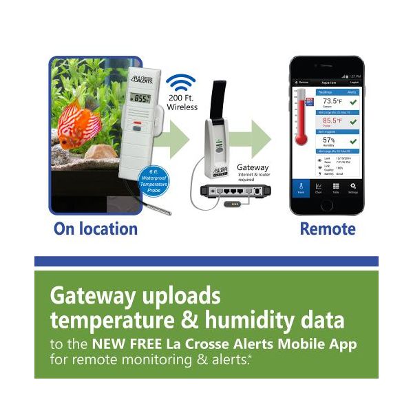 La Crosse Alerts Remote Temperature and Humidity Monitoring w- 6 ft Detachable Wet Temperature Probe