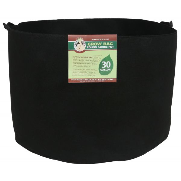 Gro Pro Premium Round Fabric Pot w- Handles 30 Gallon - Black