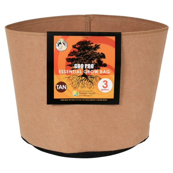 Gro Pro Essential Round Fabric Pot-Tan 3 Gallon