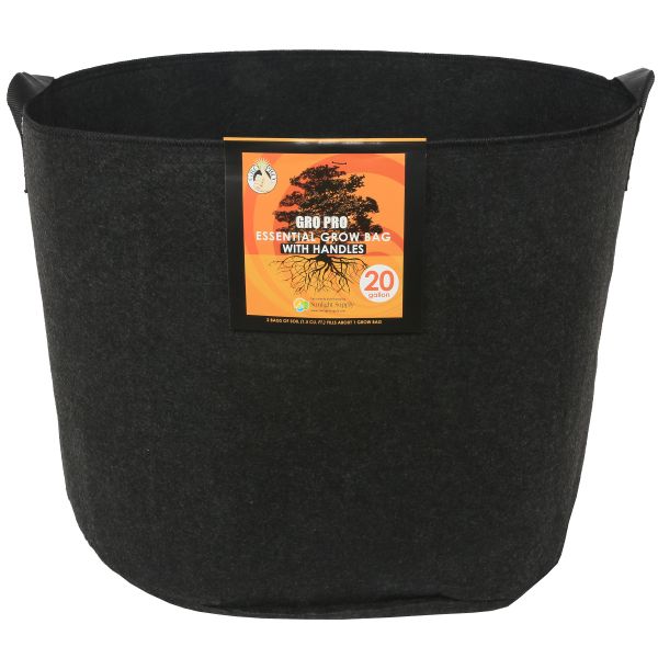 Gro Pro Essential Round Fabric Pot w- Handles 20 Gallon - Black