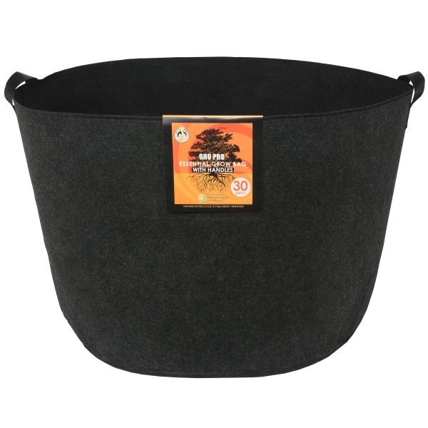Gro Pro Essential Round Fabric Pot w- Handles 30 Gallon - Black
