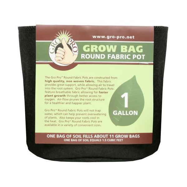 Gro Pro Round Fabric Pot 1 Gallon