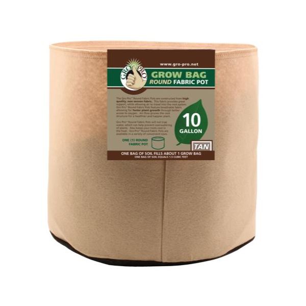 Gro Pro 10 Gallon Round Fabric Pot-Tan
