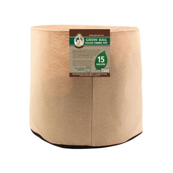 Gro Pro 15 Gallon Round Fabric Pot-Tan