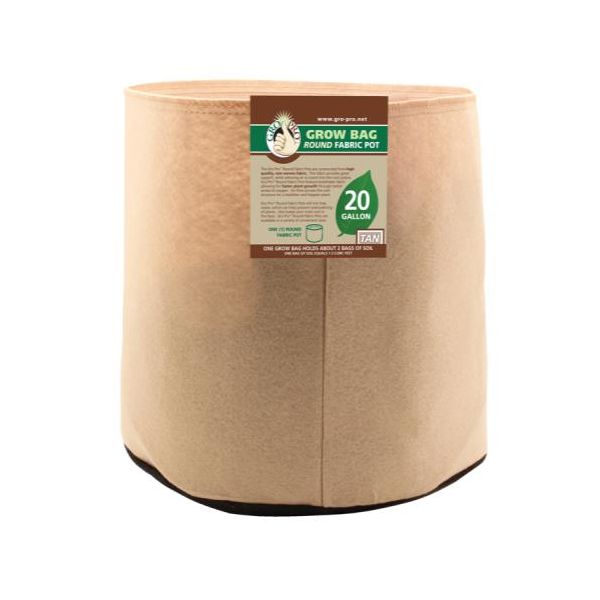 Gro Pro 20 Gallon Round Fabric Pot-Tan