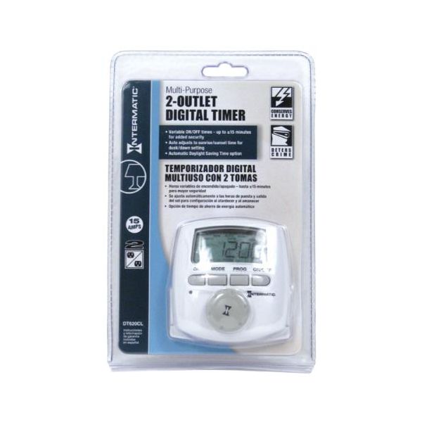 Intermatic 2 Outlet Digital Timer DT620CL 120 Volt
