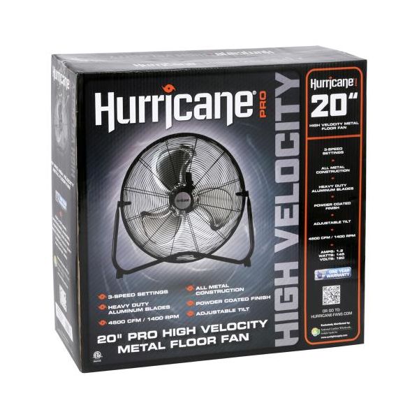 Hurricane Pro High Velocity Metal Floor Fan 20 in