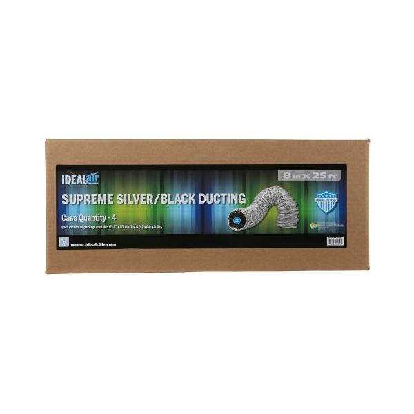 Ideal-Air Supreme Silver - Black Ducting 8 in x 25 ft