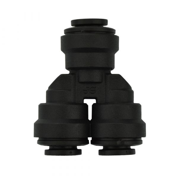 Ideal H2O JG Quick Connect Fitting - 2 Way Splitter - 1-4 in - Black (10-Bag)