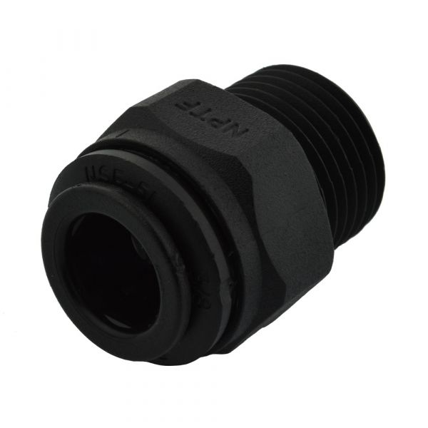 Ideal H2O JG Quick Connect Fitting - 1-4 in to 1-4 in NPTF - Black (10-Bag)