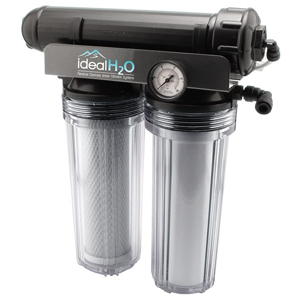 Ideal H2O Premium 3 Stage RO System w- Upgraded Catalytic Carbon Pre Filter + PSI Gauge - 100 GPD
