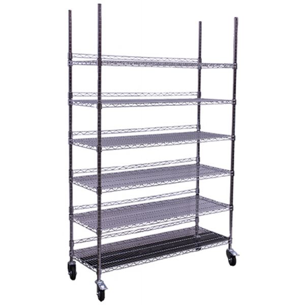 Hydro Flow Commercial Grade Chrome Storage Rack - 6 Shelves w- Backsto