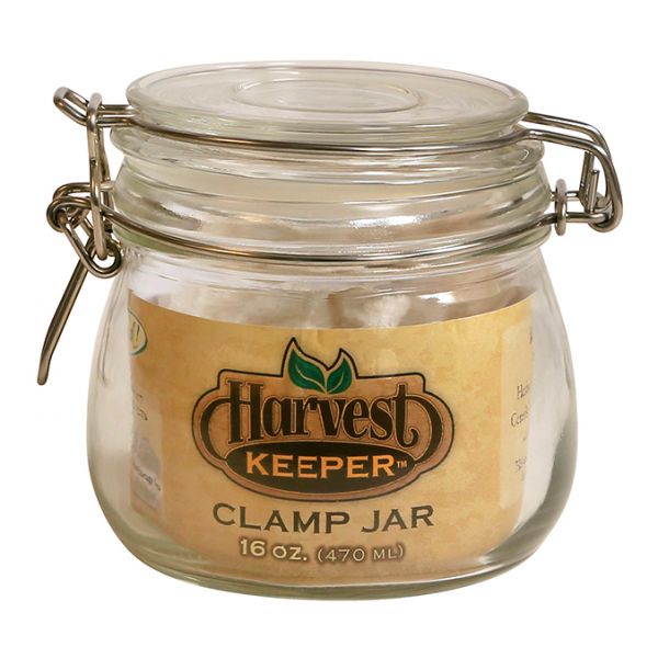 Harvest Keeper Glass Storage Jar w- Metal Clamp Lid -16 oz