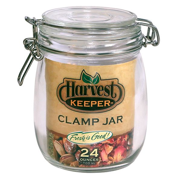 Harvest Keeper Glass Storage Jar w- Metal Clamp Lid - 24 oz