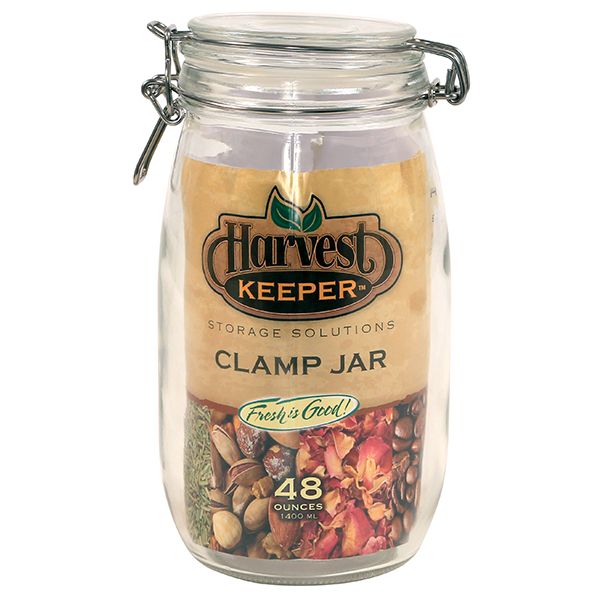 Harvest Keeper Glass Storage Jar w- Metal Clamp Lid - 48 oz