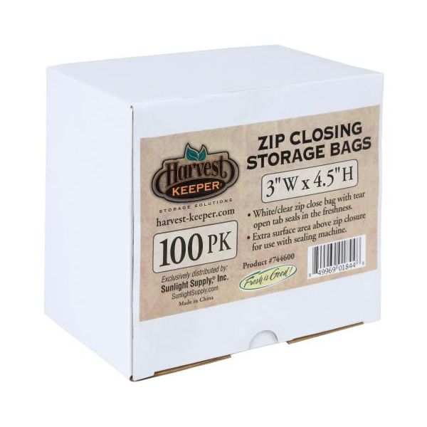 Harvest Keeper White - Clear Zip Close Bag 3 in x 4.5 in (100-Pack)