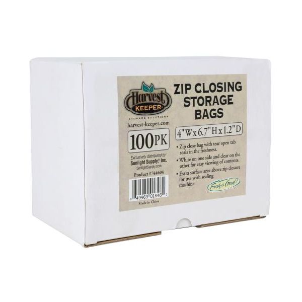 Harvest Keeper White - Clear Zip Close Bag 4 in x 6.7 in x 1.2 in (100-Pack)