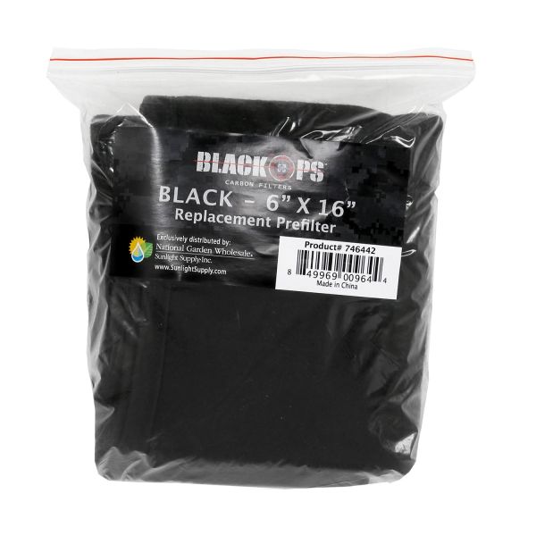Black Ops Replacement Pre-Filter 6 in x 16 in Black