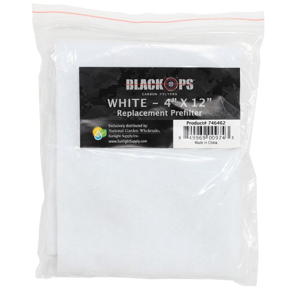 Black Ops Replacement Pre-Filter 4 in x 12 in White