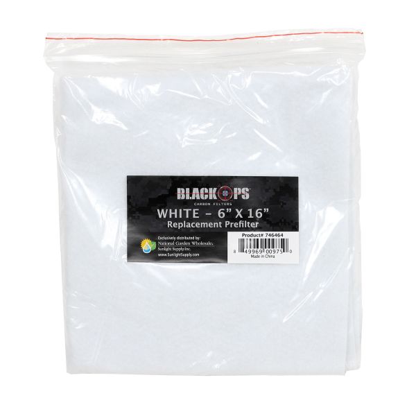 Black Ops Replacement Pre-Filter 6 in x 16 in White