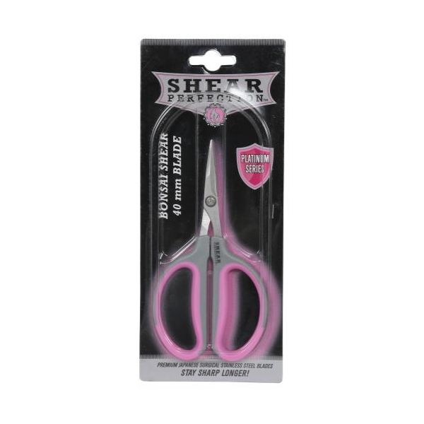 Shear Perfection Pink Platinum Stainless Steel Bonsai Scissors - 1.5 in Straight Blades