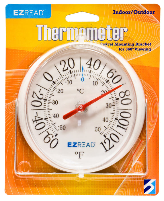 E-Z Read Dial Thermometer-with Swivel Mounting Bracket, White, 5.5 in