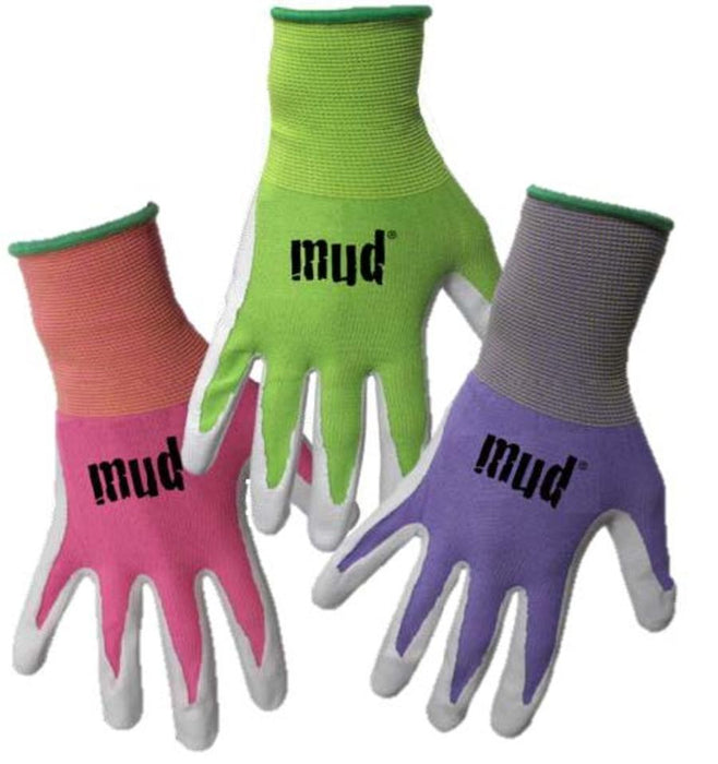Mud Women's Nylon Seamless Knit Gloves w/Flexible Nitrile Palm-Sweet Pea, XS