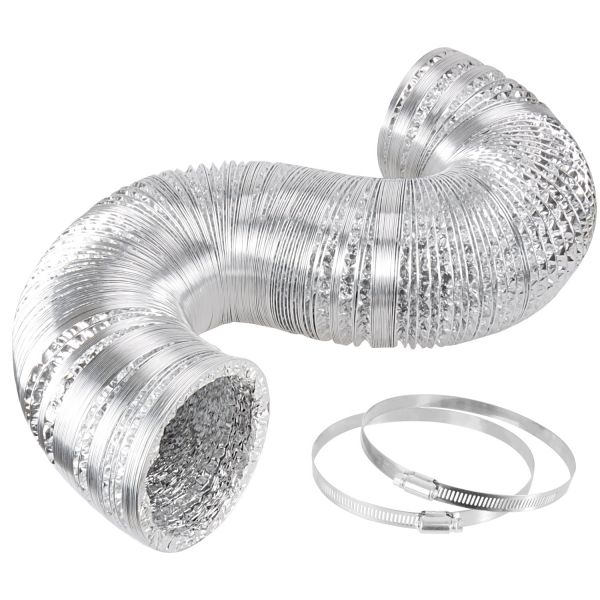 iPower 4 Inch 8 Feet Air Ducting Dryer Vent Hose for HVAC Ventilation, 2 Clamps included