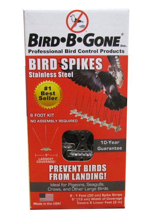 Bird-B-Gone Stainless Steel Bird Spikes-Clear, 6 ft