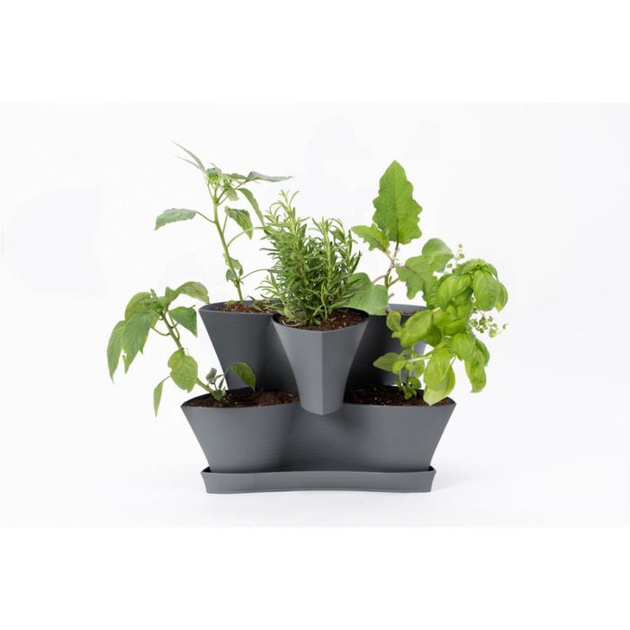 Bloem Collins 2 Level Planter-Charcoal, 16 in