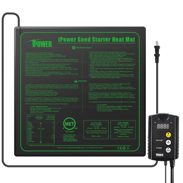 iPower 20" x 20" Medium Warm Hydroponic Seedling Heat Mat and 68-108å¡F Digital Thermostat Control Combo Set for Seed Germination