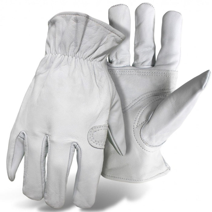 Boss Ladies Grain Goatskin Padded Palm Gloves-White, MD