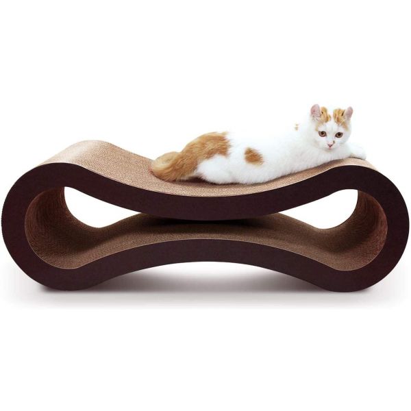 ScratchMe Cat Scratching Post Lounge Bed, Cat Scratcher Cardboard with Catnip, Recycle Corrugated Scratching Pads to Sharpen Claws Pet, 32x10.5x10.5, Model Number: PTFURNSCRATPADINFL